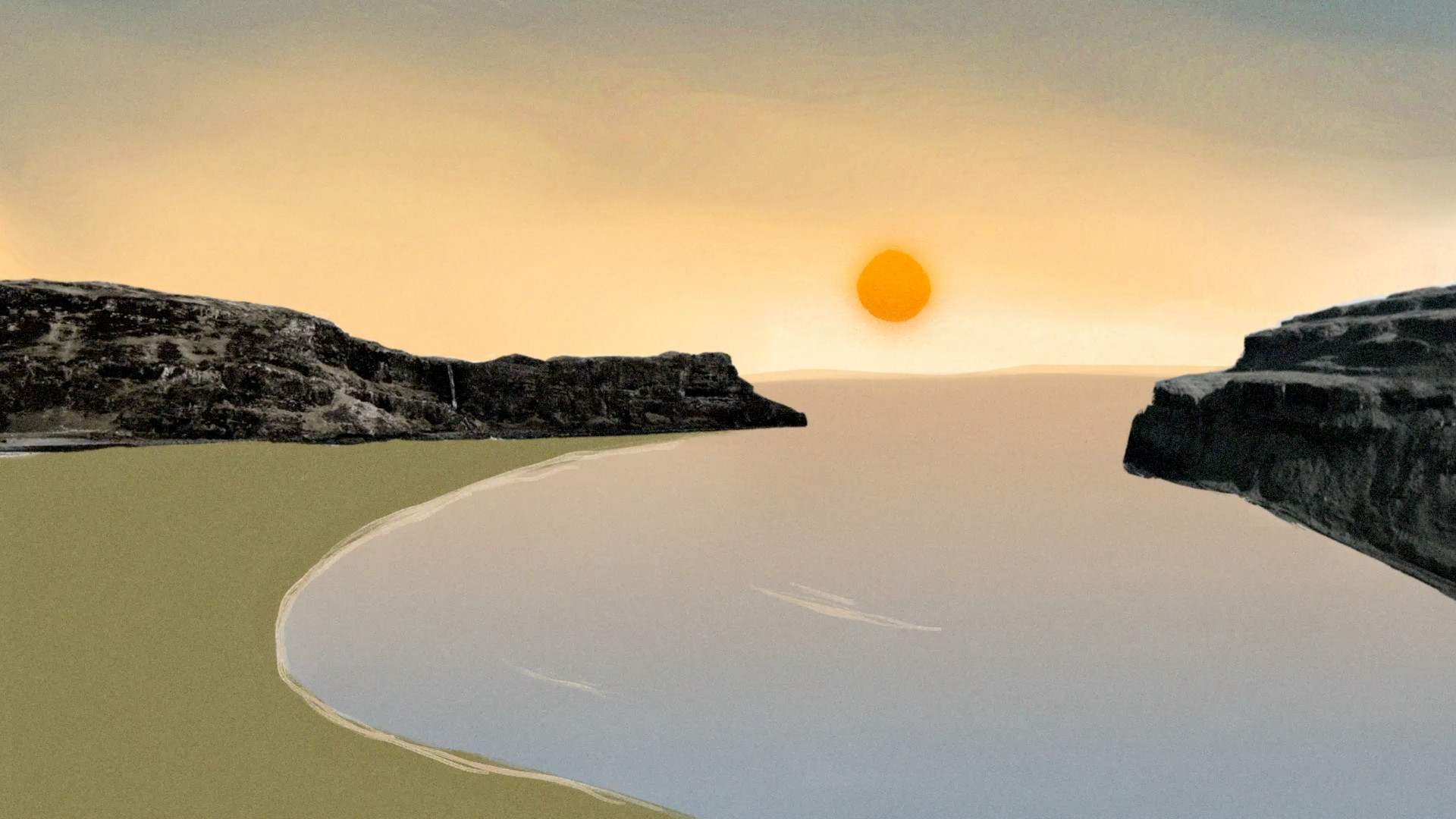 Panoramic illustration of Talisker House and surrounding landscape